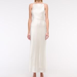 Abercrombie & Fitch Ivory Satin Maxi Dress